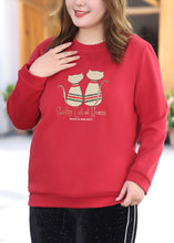 Load image into Gallery viewer, Elegant Red O-Neck Print Sweatshirt Fall