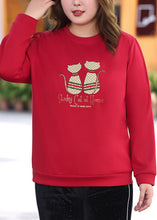 Load image into Gallery viewer, Elegant Red O-Neck Print Sweatshirt Fall