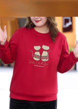 Load image into Gallery viewer, Elegant Red O-Neck Print Sweatshirt Fall