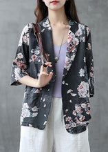 Load image into Gallery viewer, Elegant Red Peter Pan Collar Print Button Linen Coats Summer