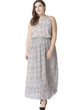 Load image into Gallery viewer, Elegant Slash Neck Wrinkled Patchwork Chiffon Maxi Dress Sleeveless