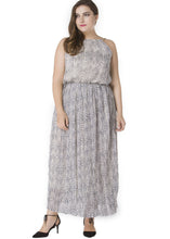 Load image into Gallery viewer, Elegant Slash Neck Wrinkled Patchwork Chiffon Maxi Dress Sleeveless