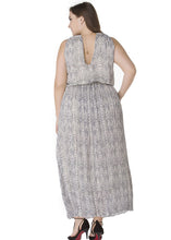 Load image into Gallery viewer, Elegant Slash Neck Wrinkled Patchwork Chiffon Maxi Dress Sleeveless