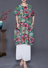 Load image into Gallery viewer, Elegant Slim Fit Floral Print Linen Holiday Dress Summer