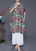 Load image into Gallery viewer, Elegant Slim Fit Floral Print Linen Holiday Dress Summer