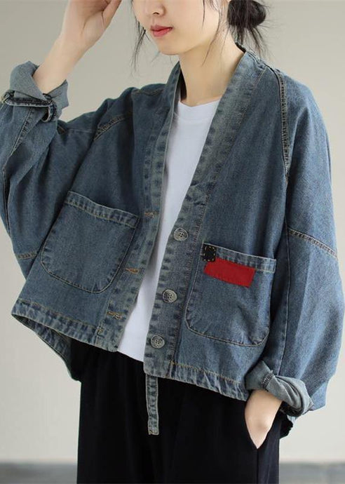 Elegant V Neck Button Down Spring Clothes Fashion Ideas Denim Blue Coats