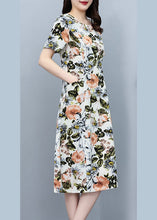 Load image into Gallery viewer, Elegant White O-Neck Print Slim Silk Vacation Maxi Dresses Summer