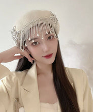 Load image into Gallery viewer, Elegant White Tassel Cashmere Baseball Cap Hat