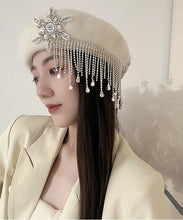 Load image into Gallery viewer, Elegant White Tassel Cashmere Baseball Cap Hat