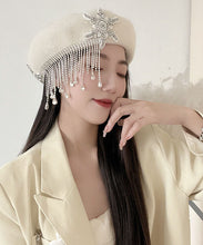 Load image into Gallery viewer, Elegant White Tassel Cashmere Baseball Cap Hat