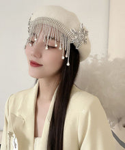 Load image into Gallery viewer, Elegant White Tassel Cashmere Baseball Cap Hat