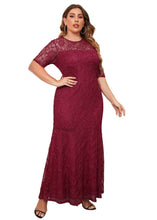 Load image into Gallery viewer, Elegant Wine Red Hollow Out Patchwork Lace Maxi Dresses Summer