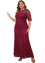 Load image into Gallery viewer, Elegant Wine Red Hollow Out Patchwork Lace Maxi Dresses Summer