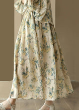 Load image into Gallery viewer, Elegant Yellow Wrinkled Pockets Print Patchwork Linen Skirt Summer