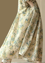 Load image into Gallery viewer, Elegant Yellow Wrinkled Pockets Print Patchwork Linen Skirt Summer