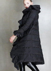 Elegant casual winter jacket ruffles Jackets pink tie waist duck down coat