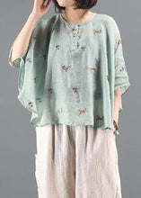 Load image into Gallery viewer, Elegant green embroidery tunic pattern o neck Batwing Sleeve Knee  blouses