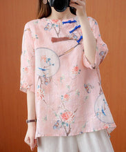Load image into Gallery viewer, Elegant o neck half sleeve clothes For Women Photography pink floral shirt