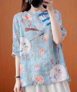 Elegant o neck half sleeve clothes For Women Photography pink floral shirt