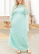 Load image into Gallery viewer, European And American Style Light Green lace Patchwork Cotton Party Dress Summer