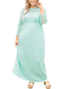 European And American Style Light Green lace Patchwork Cotton Party Dress Summer