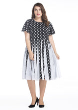 Load image into Gallery viewer, Fashion Black Dot Print Wrinkled Chiffon Dress Summer