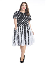 Load image into Gallery viewer, Fashion Black Dot Print Wrinkled Chiffon Dress Summer