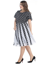 Load image into Gallery viewer, Fashion Black Dot Print Wrinkled Chiffon Dress Summer