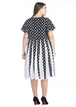 Load image into Gallery viewer, Fashion Black Dot Print Wrinkled Chiffon Dress Summer