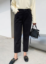 Load image into Gallery viewer, Fashion Black High Waist Woolen Straight Pants Fall