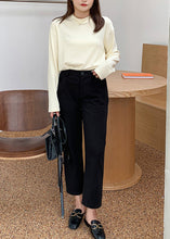 Load image into Gallery viewer, Fashion Black High Waist Woolen Straight Pants Fall