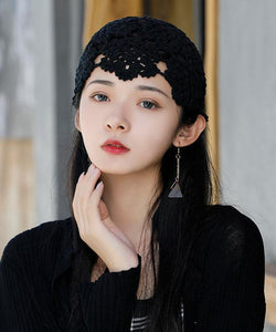 Fashion Black Hollow Out Knit Bonnie Hat