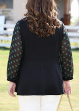 Load image into Gallery viewer, Fashion Black Notched Dot Print Chiffon Shirt Long Sleeve