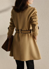 Load image into Gallery viewer, Fashion Black Notched Patchwork Pockets Tie Waist Woolen Coats Fall