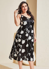 Load image into Gallery viewer, Fashion Black Print Side Open Chiffon Spaghetti Strap Dress Sleeveless