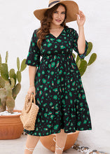 Load image into Gallery viewer, Fashion Black V Neck Print Patchwork Chiffon Maxi Dresses Summer