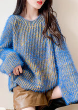 Load image into Gallery viewer, Fashion Blue O-Neck Cozy Low High Design Knit Sweaters Fall