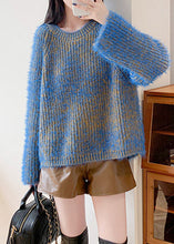 Load image into Gallery viewer, Fashion Blue O-Neck Cozy Low High Design Knit Sweaters Fall