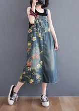 Load image into Gallery viewer, Fashion Blue Pockets Print Patchwork Denim Dresses Summer