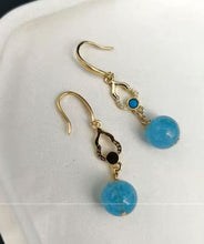 Load image into Gallery viewer, Fashion Blue Sterling Silver Overgild Inlaid Gem Stone Drop Earrings