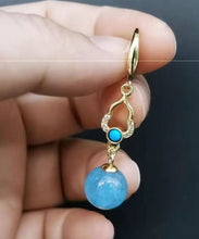 Load image into Gallery viewer, Fashion Blue Sterling Silver Overgild Inlaid Gem Stone Drop Earrings