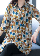 Load image into Gallery viewer, Fashion Dot Print Peter Pan Collar Button Silk Shirt Top Summer