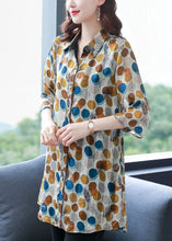 Load image into Gallery viewer, Fashion Dot Print Peter Pan Collar Button Silk Shirt Top Summer