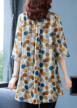 Load image into Gallery viewer, Fashion Dot Print Peter Pan Collar Button Silk Shirt Top Summer