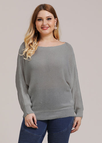 Fashion Grey O-Neck Cozy Knit Sweaters Fall