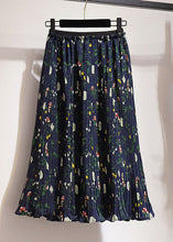 Load image into Gallery viewer, Fashion Navy Print High Waist Patchwork Chiffon Pleated Skirt Summer