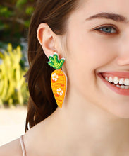 Load image into Gallery viewer, Fashion Orange Hand Knitting Rice Ball Sequins Radish Drop Earrings