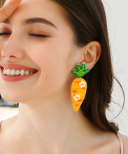 Load image into Gallery viewer, Fashion Orange Hand Knitting Rice Ball Sequins Radish Drop Earrings