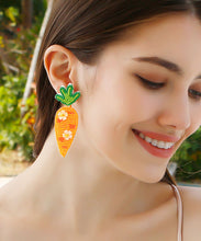 Load image into Gallery viewer, Fashion Orange Hand Knitting Rice Ball Sequins Radish Drop Earrings