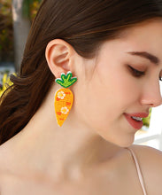 Load image into Gallery viewer, Fashion Orange Hand Knitting Rice Ball Sequins Radish Drop Earrings